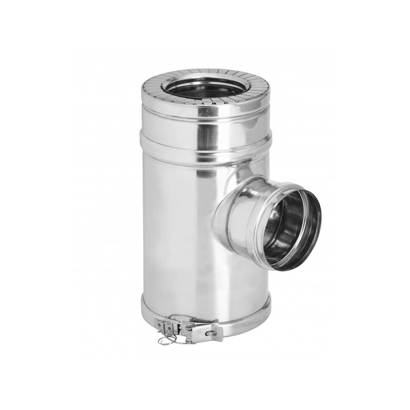 Té inox 90 isolé pour conduit double paroi Ø 80 130 528088