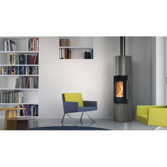 Poêle à bois 8 KW Edilkamin TALLY 8 Up s acier gris 808430