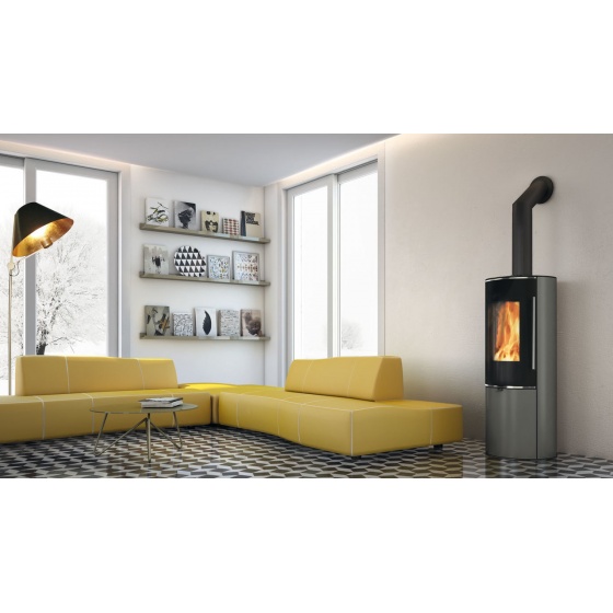 Poêle à bois 8 KW Edilkamin TALLY 8 Up Canalisable acier gris - 808350