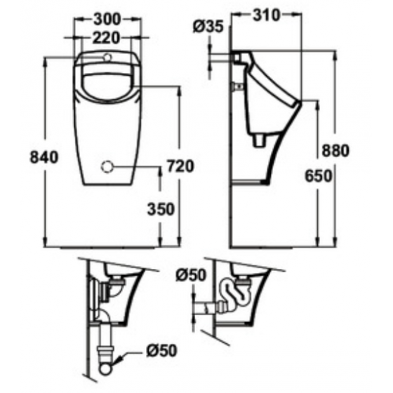 Siphon à sortie horizontale pour urinoir Ideal Standard AXIF - D5894AC