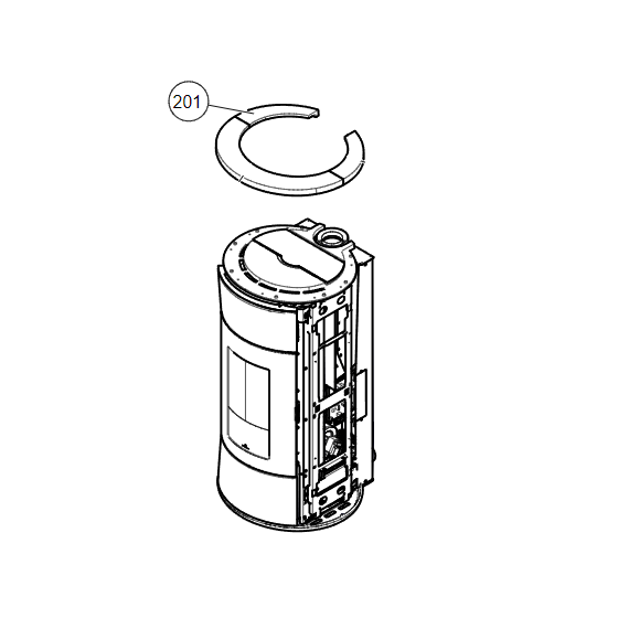 Top céramique postérieur gris gauche N°201 pour Edilkamin Cherie Evo - R1128050