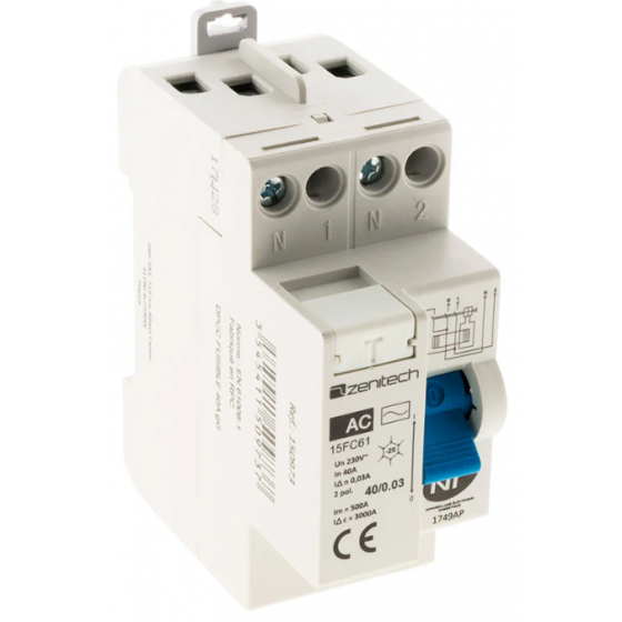 Interrupteur différentiel type AC à visser 40A 30mA - 150973