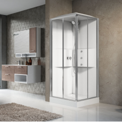 Cabine de douche blanche Novellini 80x80 avec mitigeur mécanique - ME2A80M-1AA