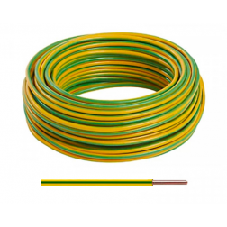 Fil électrique rigide HO7VU Vert / Jaune 1G x 1.5 mm² - 100 mètres