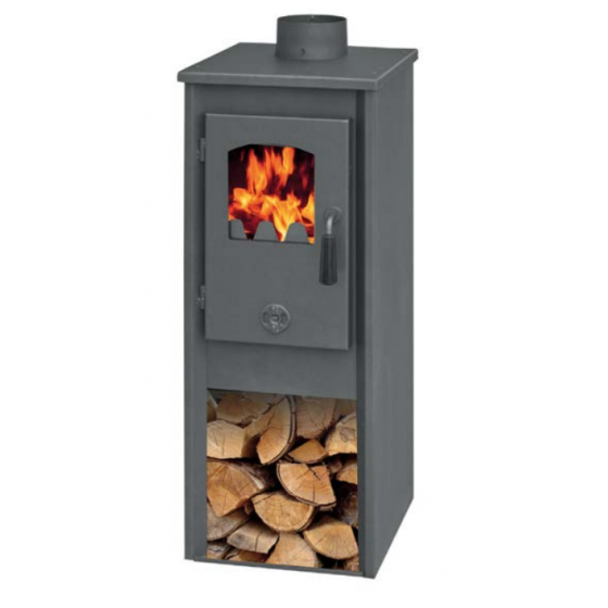 Poêle à bois acier Evros 7Kw avec range bûches - EVROS7