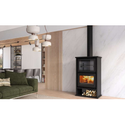 Poêle à bois Solzaima M12F Eco avec four et range bûches 7,8 Kw - PA1053G021